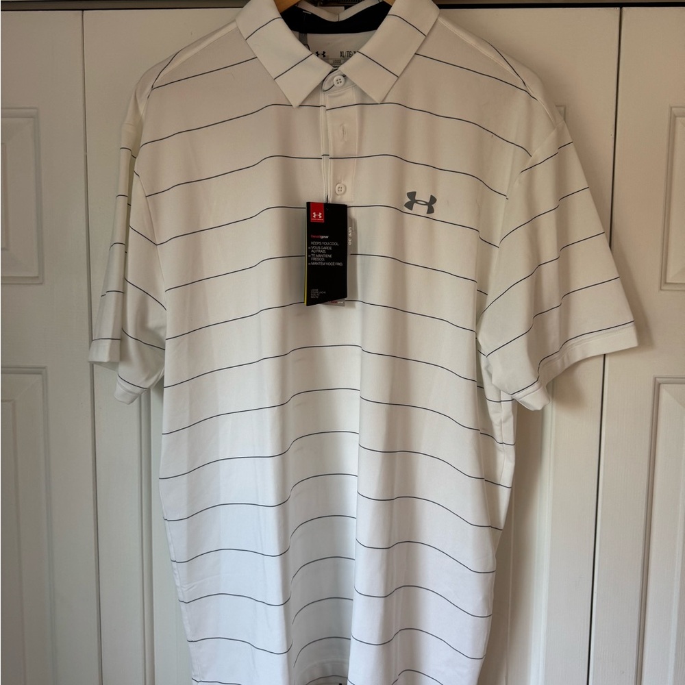 Under Armour Men's White Striped Polo Shirt